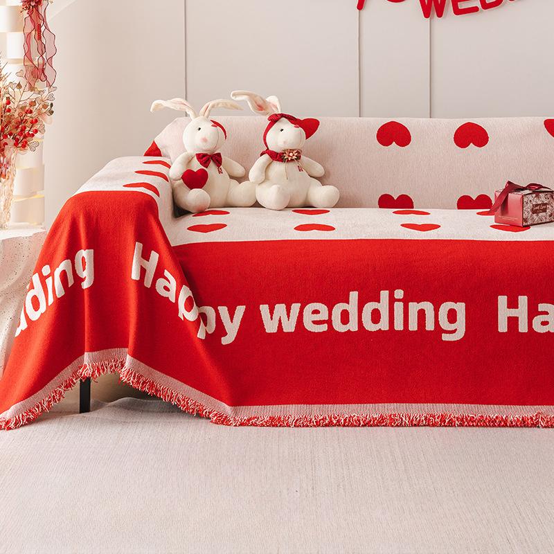 Festliches Chenille Sofa Handtuch All-Inclusive Universal Staubschutz Sofaüberwurf Stoff Kratzfest Steppdecke Rutschfest