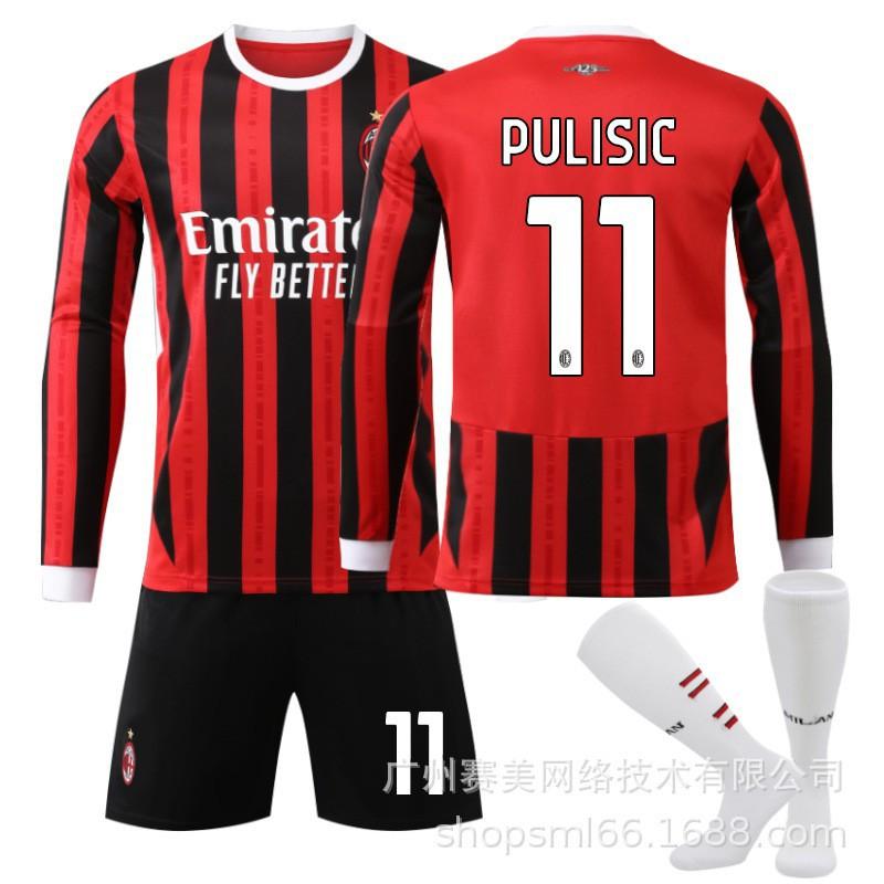 2425 AC Milán Domácí Dlouhý Rukáv Dres Set 9 Giroud 10 Leo 19 Olympiáda 11 Ibrahimović Kaka Nohy