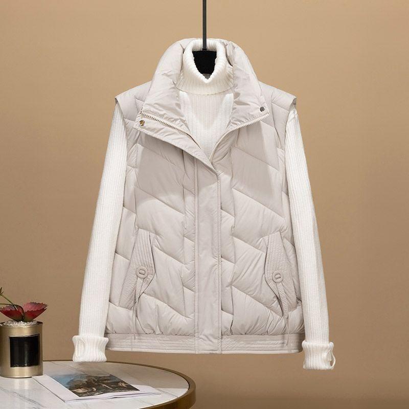 Down Cotton Vest Women's New Autumn and Winter Short Stand-up Collar Waistcoat, This Year's Popular Foreign Style Small Fragrant Vest
