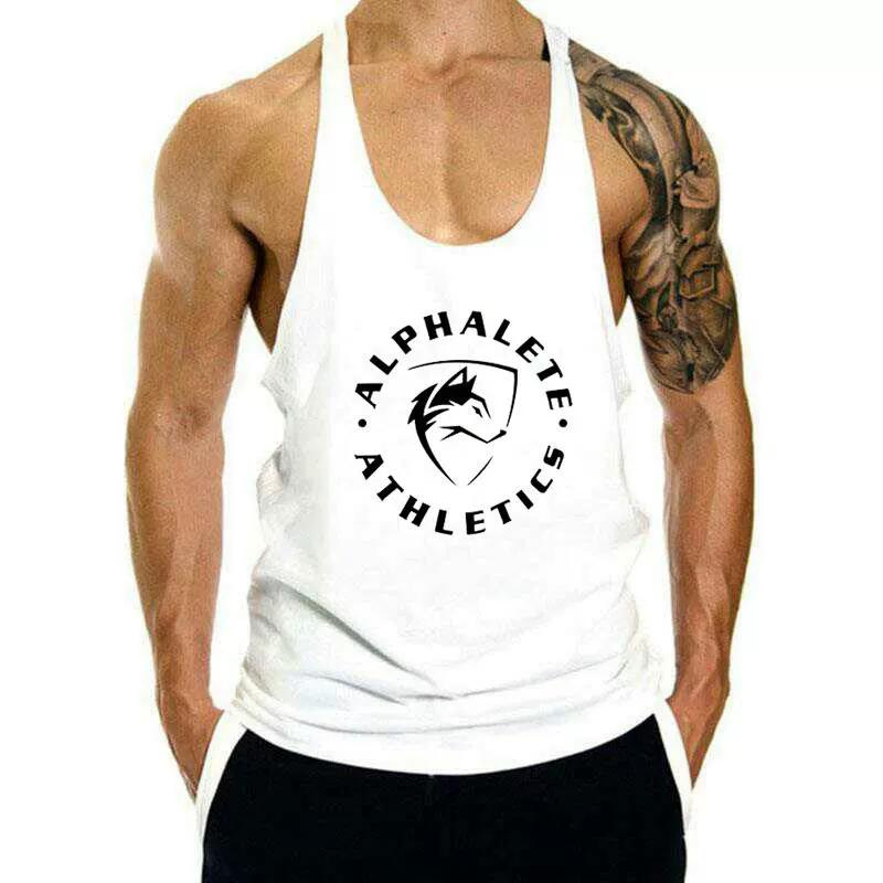 Men's Fitness Tank Top for Muscle Training, Loose Fit, Racerback, Sports Running, Cotton Sleeves, Trendy Style