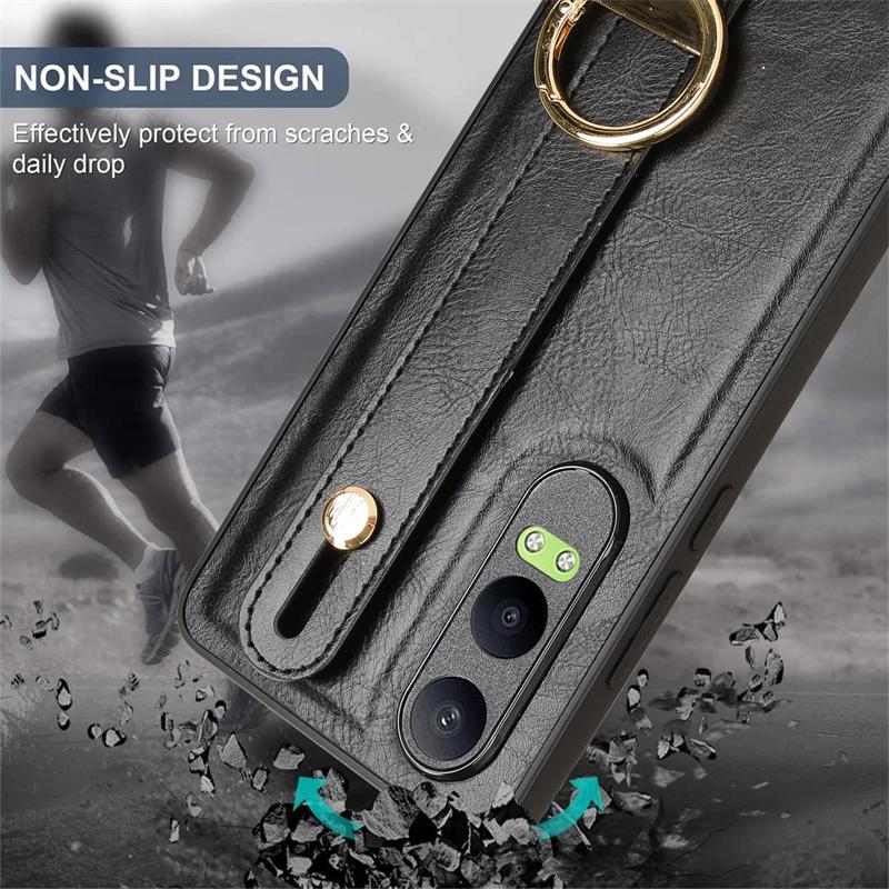 Luksusowa skórzana opaska na nadgarstek do etui OnePlus Nord CE 4 Lite 5G z otwieranym pierścieniem Ultracienkie etui ochronne odporne na wstrząsy