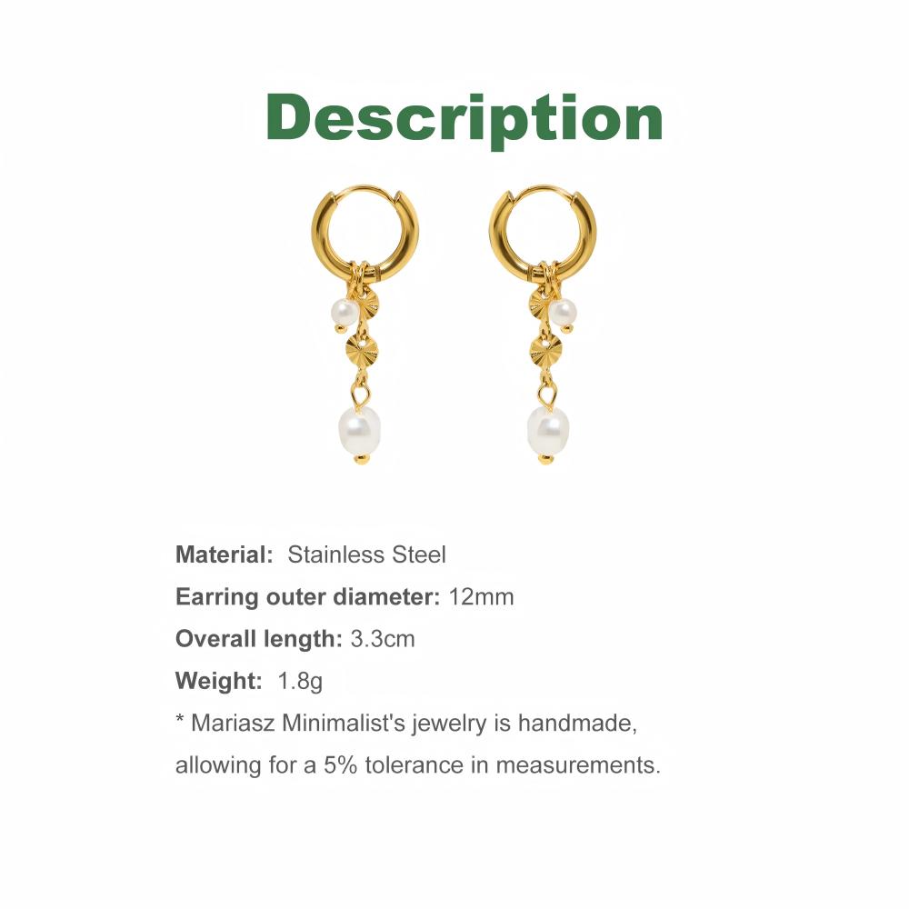 1/3Pairs Pearl Dangle Gold Huggie Hoop Earrings for Women Titanium Steel Statement Stacking Daily Jewelry Gift