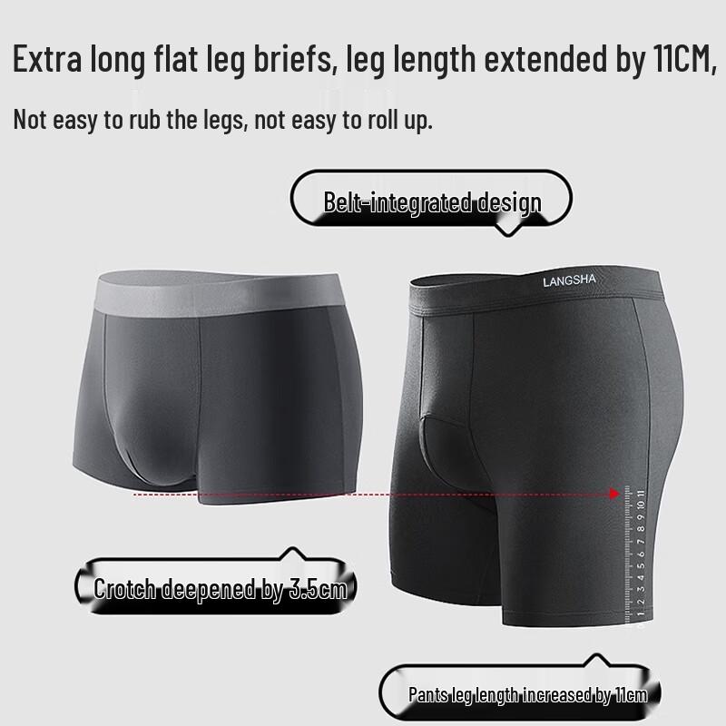Langsha Men's Modal Antibacterial Anti-Chafing Boxer Briefs