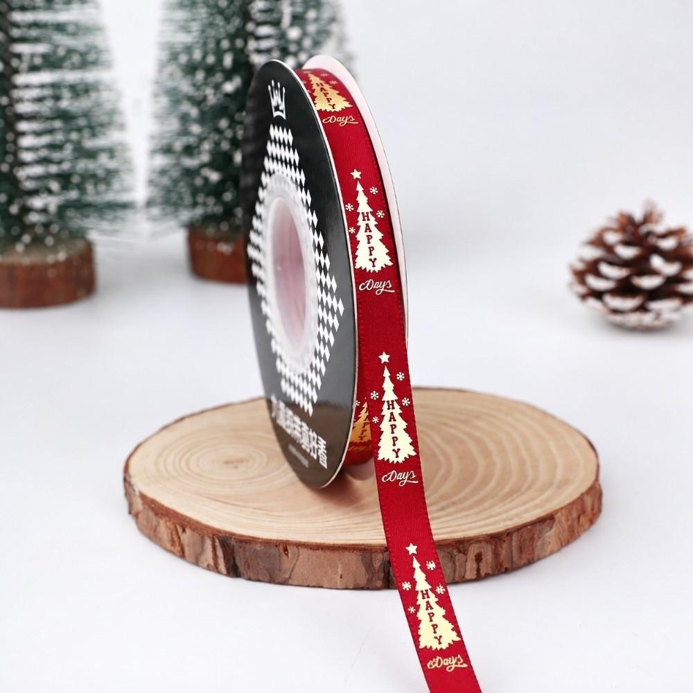 New 11m Christmas Ribbon Metallic Foil Print Christmas Theme Holiday Ribbon Satin Christmas Gifts Wrapping Ribbon Gift Wrapping