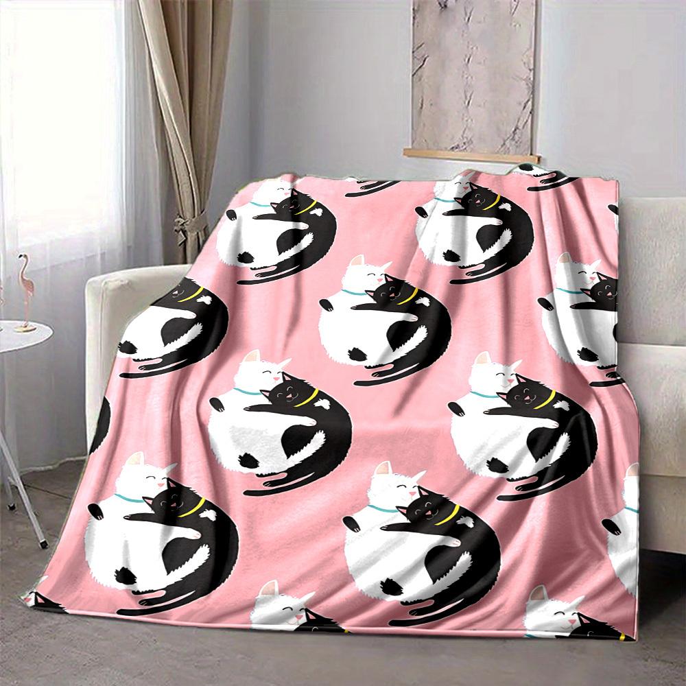1pc Cat Hug Pattern Blanket Warm, Cozy, And Soft, Suitable for Sofas, Beds, Cars, And Office Use.Perfect for Camping And Travel, Making It a Great Gif