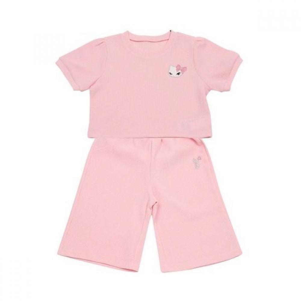 

French Cat Pk Waffle Ts Pk Waffle Pt Set Q52dkt330 Q52dkp230 Pink/130