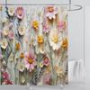 3D Floral Shower Curtain Set Orange Flower Design Fabric Bathroom Decor Waterproof Washable Shower Curtain Set with Hooks