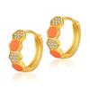K Gold Plated Copper Zircon Inlaid Enamel Delicate Hoop Earrings For Women