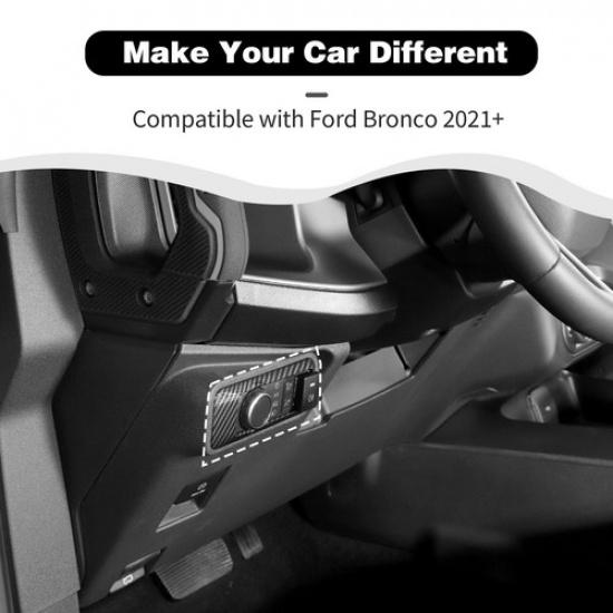 Interior Headlight Switch Button Cover Trim for Ford Bronco + Carbon Fiber