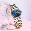OLEVS Women's Scented Quartz Watch with Metal Band, Waterproof, Luminous, Date Display, Diamonds, Casual and Stylish, Gold & Blue