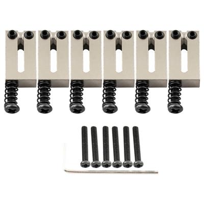 Musiclily Ultra 10.5mm Offset Brass Guitar Saddles, Offset Style, for American Strat/Telecaster Electric Guitars, Nickel (Set of 6)