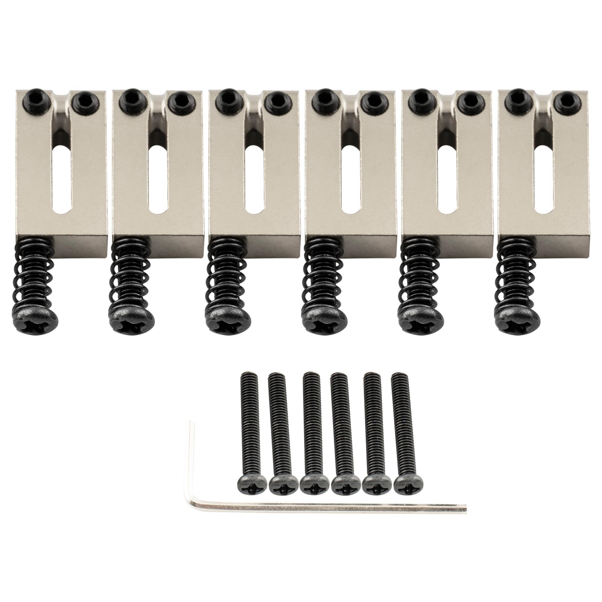 

Musiclily Ultra 10.5mm Offset Brass Guitar Saddles, Offset Style, for American StratTelecaster Electric Guitars, Nickel (Set of 6)