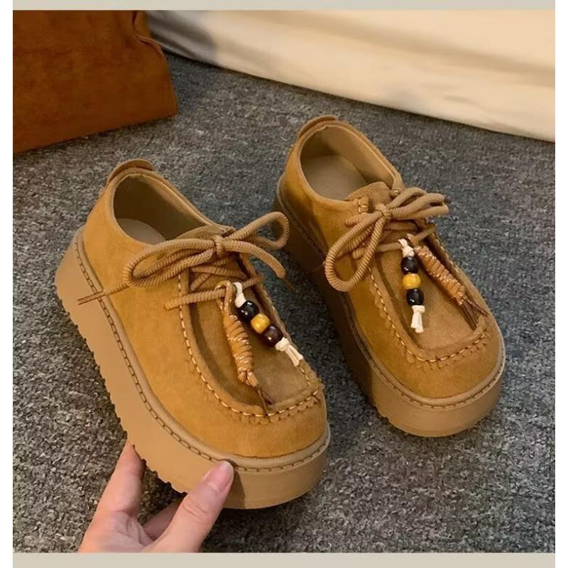 

Жіночі кенгуру кросівки на товстій підошві, що збільшують зріст, осінні нові повсякденні кросівки на шнурівці, ретро жіночі 40 верблюд