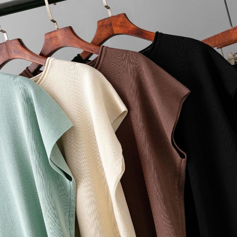 Casual Suit Damen Sommer Neue einfarbige ärmellose Weste Pullover weite Beinhose Große Größe Mode Eis Seide Anzug