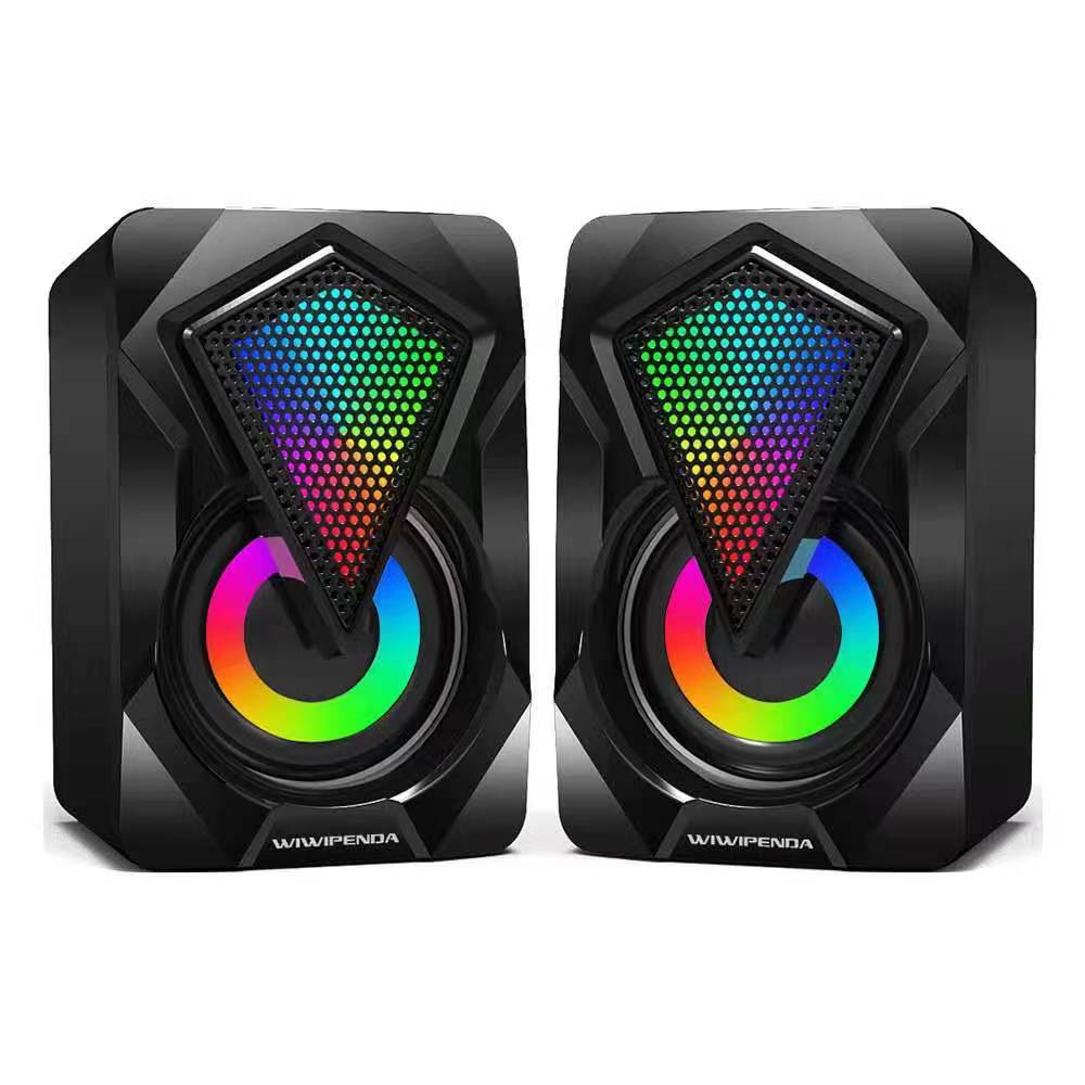 Home office computer speaker with microphone stereo 3.5mm AUX RGB colorful light computer speaker suitable for desktop laptops