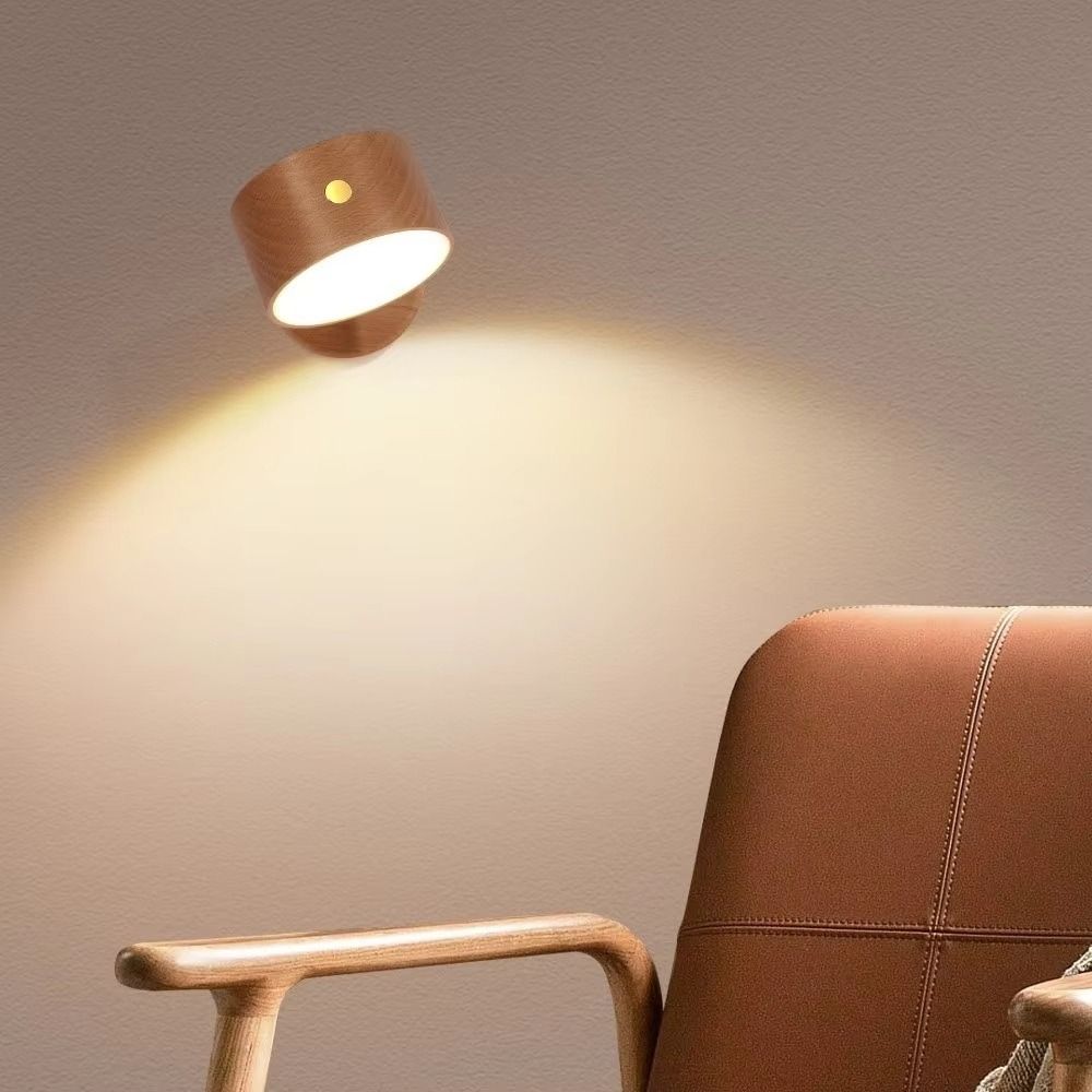 Dimmable LED Wall Sconce Touch Control Magnetic Night Light Wooden Wall Mounted Lamp Wall Mounted