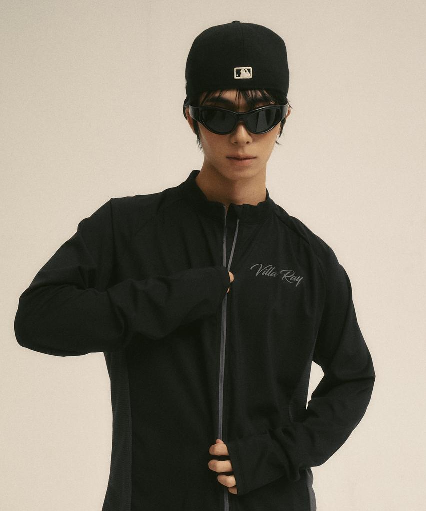 Billalei Relaxed Fit Men'S Zip-Up Rash Guard - Black