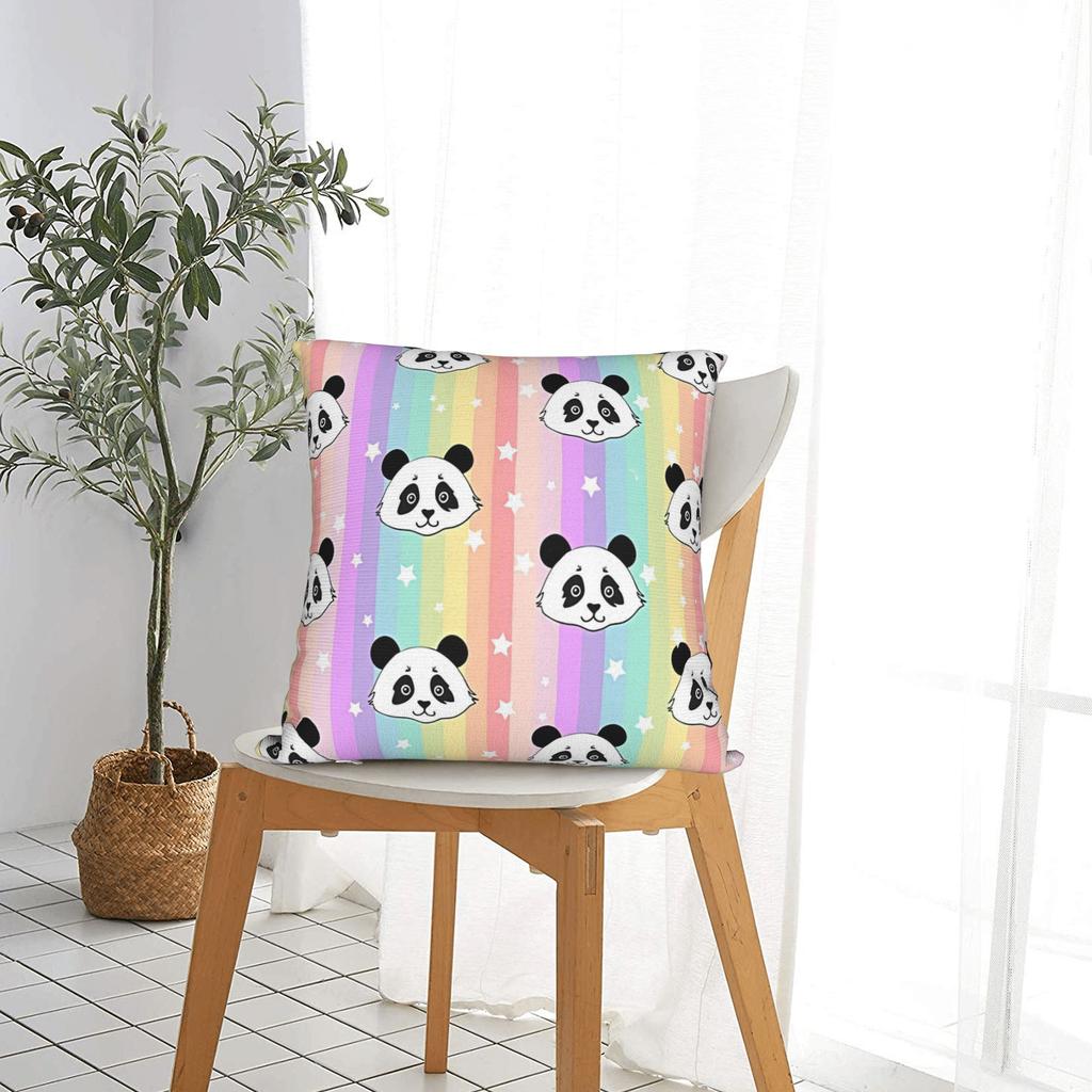 Panda Fuzzy Pandas Stuffed Animal Square Pillowcases Polyester Living Room Cushion Cover Cute Home Decoration Pillow Cover 40*40