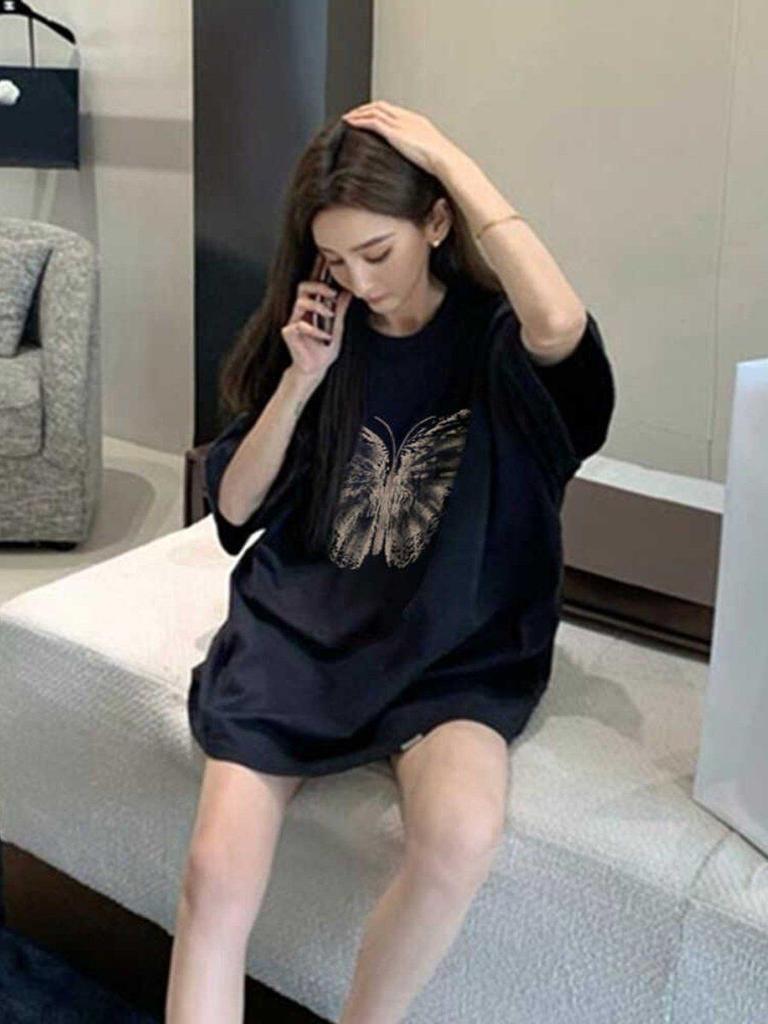 Women's Plus Size Retro Oversized Short Sleeve Mid-Length T-shirt