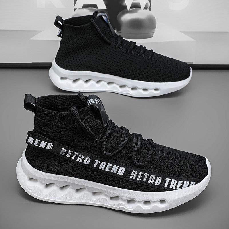 Shoes New mesh fly-woven sneakers large size youth running shoes flame sole lightweight casual coconut shoes