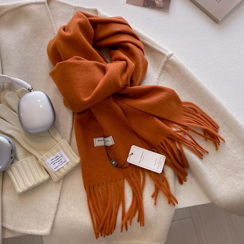 Winter Wool Scarf For Women Long Warm Cashmere Scarves Hijab Solid Lady Shawl Wrap Female Pashmina Bandana Head Scarfs New