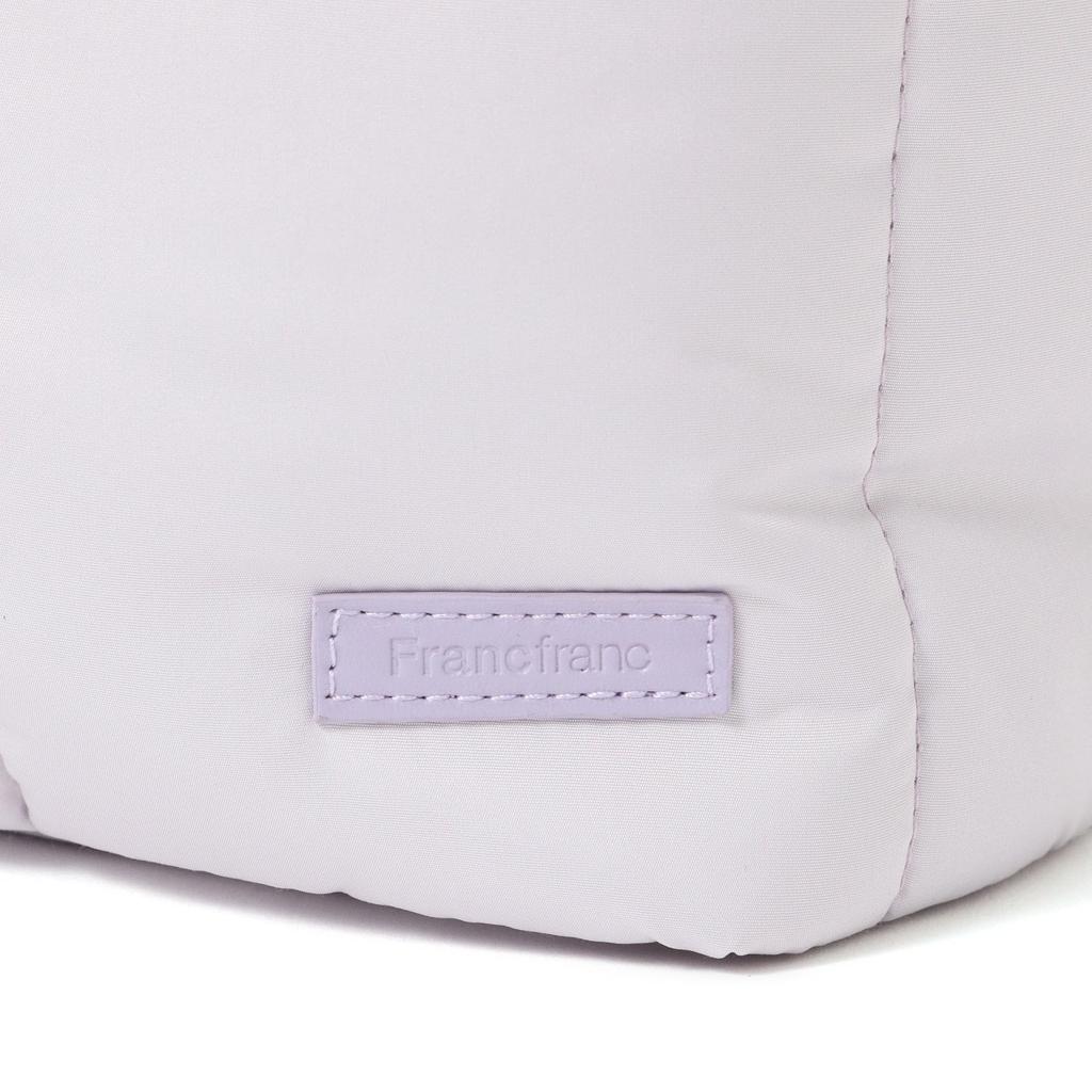 Francfranc Pop Stitch Quilt Travel Bag, Light Gray, Water-Repellent, Expandable, Lightweight, with Water Bottle Holder, Shoulder Strap, and Drawstring