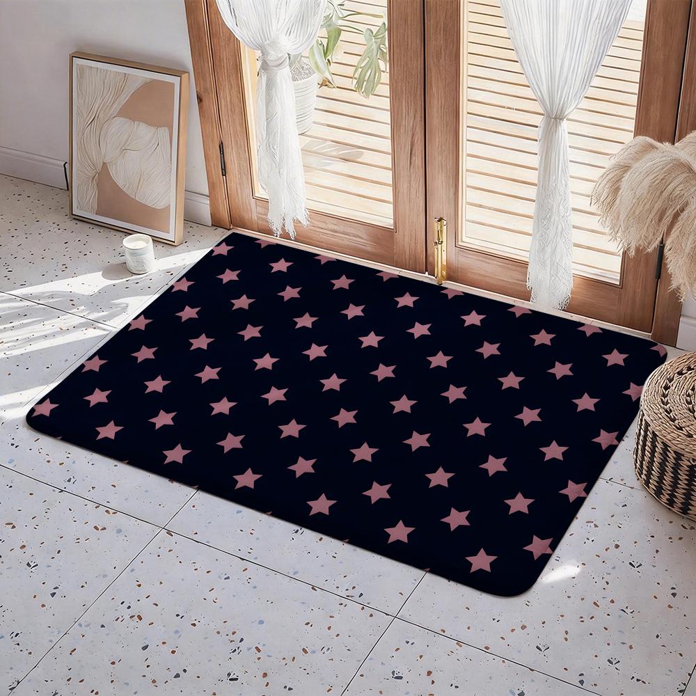 Abstract S Star Floor Mat Eco Flannel Doormat Non Slip Odorless Indoor Floor Rug Soft Short Plush Home Mat