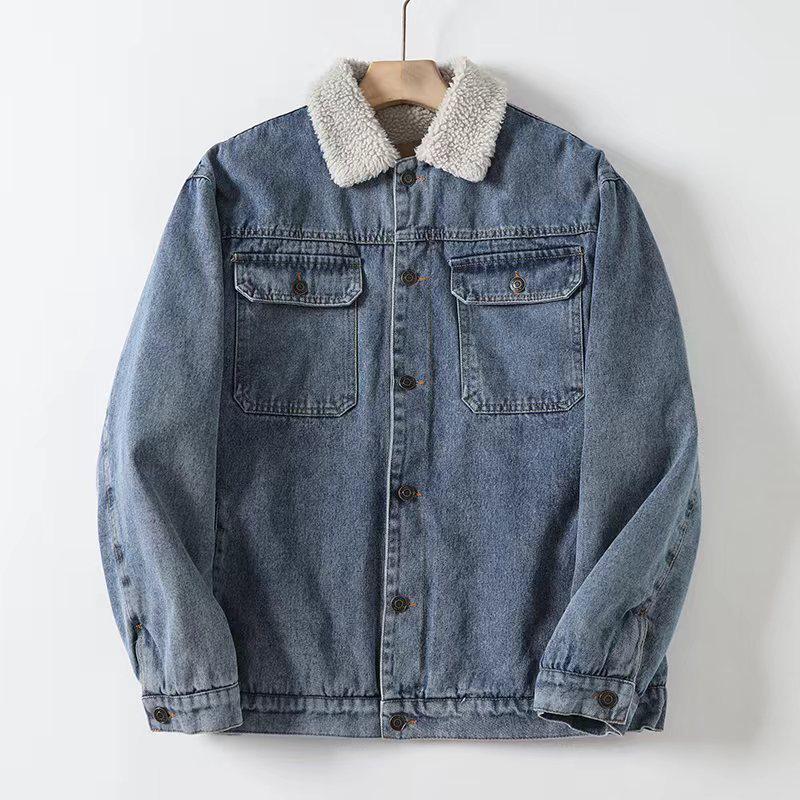 Men's Thickened Lambswool Denim Jacket - Warm, Trendy, Casual Winter Outerwear