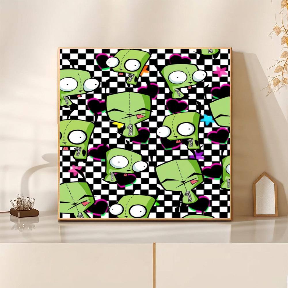 Spooky Cute Zombie Checkerboard 5D Diy Diamond Paintings Mosaic Wall Round Diamond Art Painting Kits Embroidery Crystal Accessories Frameless