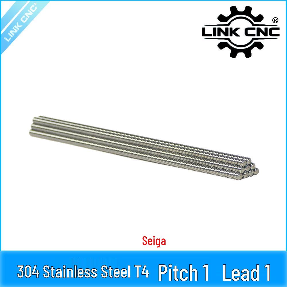 Stainless Steel T4 Trapezoidal Lead Screw, 1mm Pitch and Lead 100mm (1 piece)