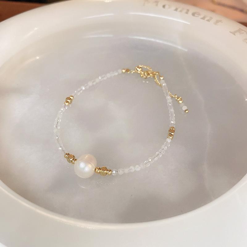 

Crystal freshwater pearl splicing beaded bracelet fashionable simple bracelet niche personalized jewelry