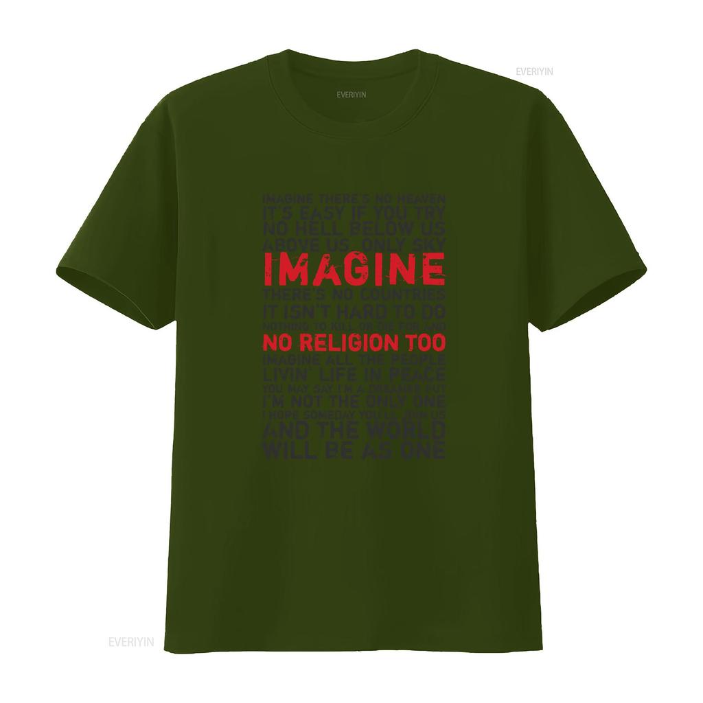 Wyobraź sobie koszulkę Lennon z tekstami vintage, lekko zmiękczoną, casualową, wszechstronną, wygodną, z grafiką, dla mężczyzny, unisex