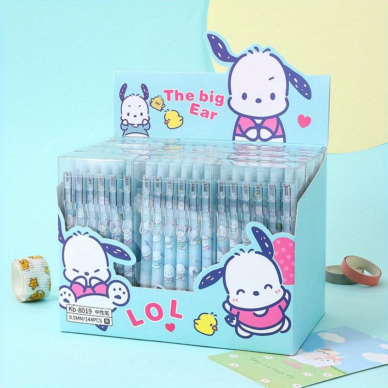 Back To School Season 144Pcs 0.5mm A/B Style Charming Blue Cartoon Dog Pattern Black Neutral Pen, Cute Office Signature Pen, Smooth Writing Student Te