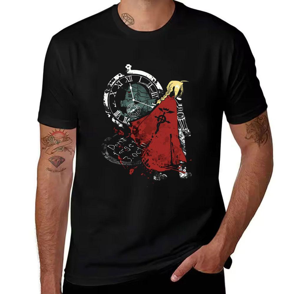Unisexs Pure Cotton Fullmetal Alchemist Anime TShirt Edward Elric Alphonse Print Casual Short Sleeve Tee for Fans