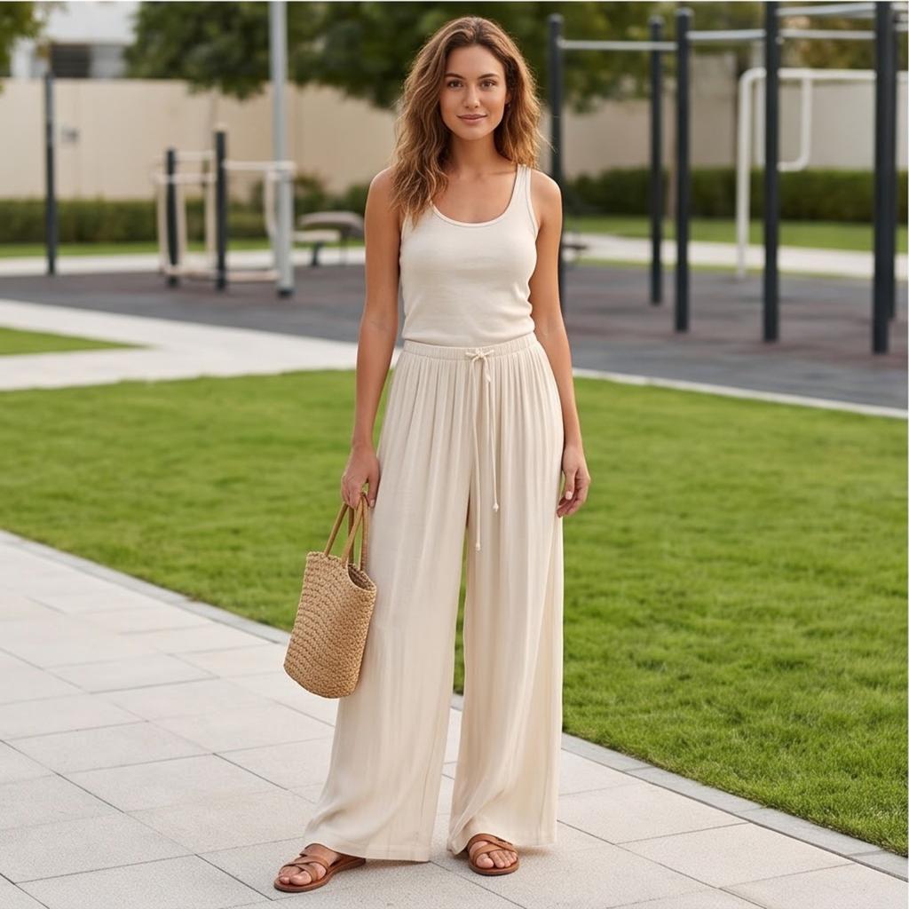 Pantaloni Larghi Casual da Donna Colore Vestibilità Rilassata