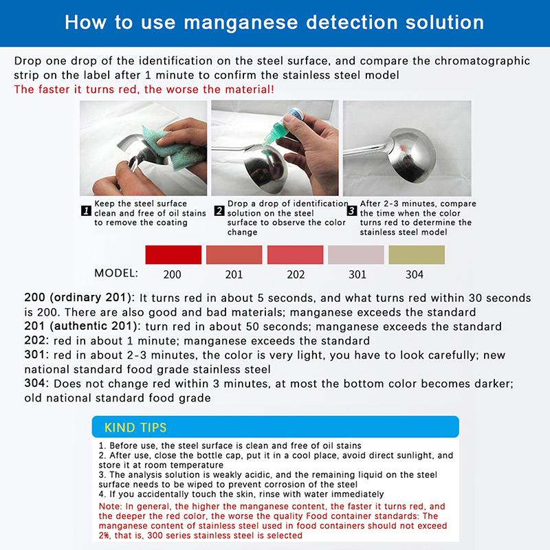 

12 мл 201 304 Нержавеющая сталь Жидкость для обнаружения Идентификация Быстрый аналитический тест на содержание Лекарства Быстрый аналитический реагент