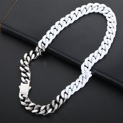 Trendy Brand Color-blocking Sweater Necklace Design Sense Cuban Chain Jewelry Does Not Fade Cuban Necklace