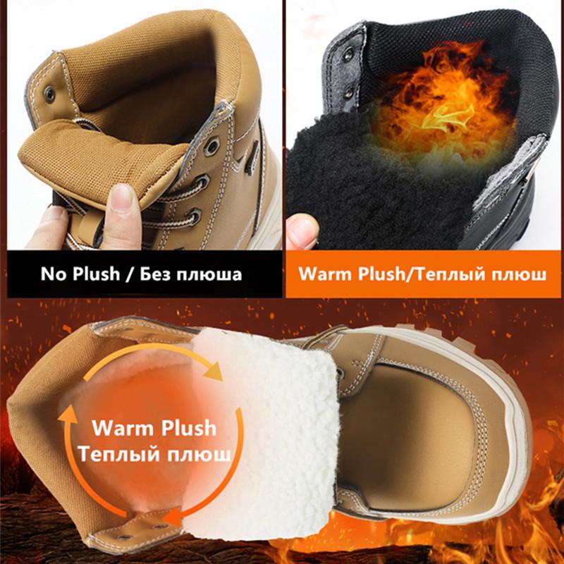 New Winter Men keep Warm Plush Snow Boots Men Casual Shoes Waterproof Work Shoes Outdoor Men Lace-Up Ankle Boots Big Size 39-48