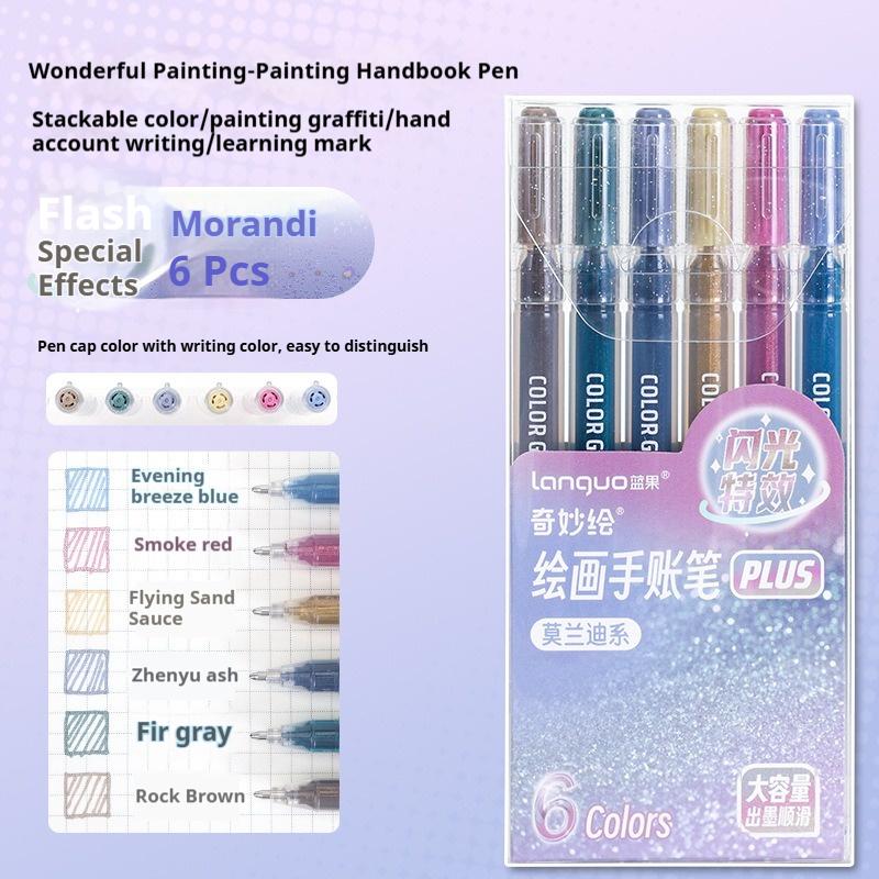 LANGUO 72/24/16 Colors Glitter Effects Gel Pen 1.0mm Large Capacity Students Writing Pen Painting Drawing Coloring Art Markers