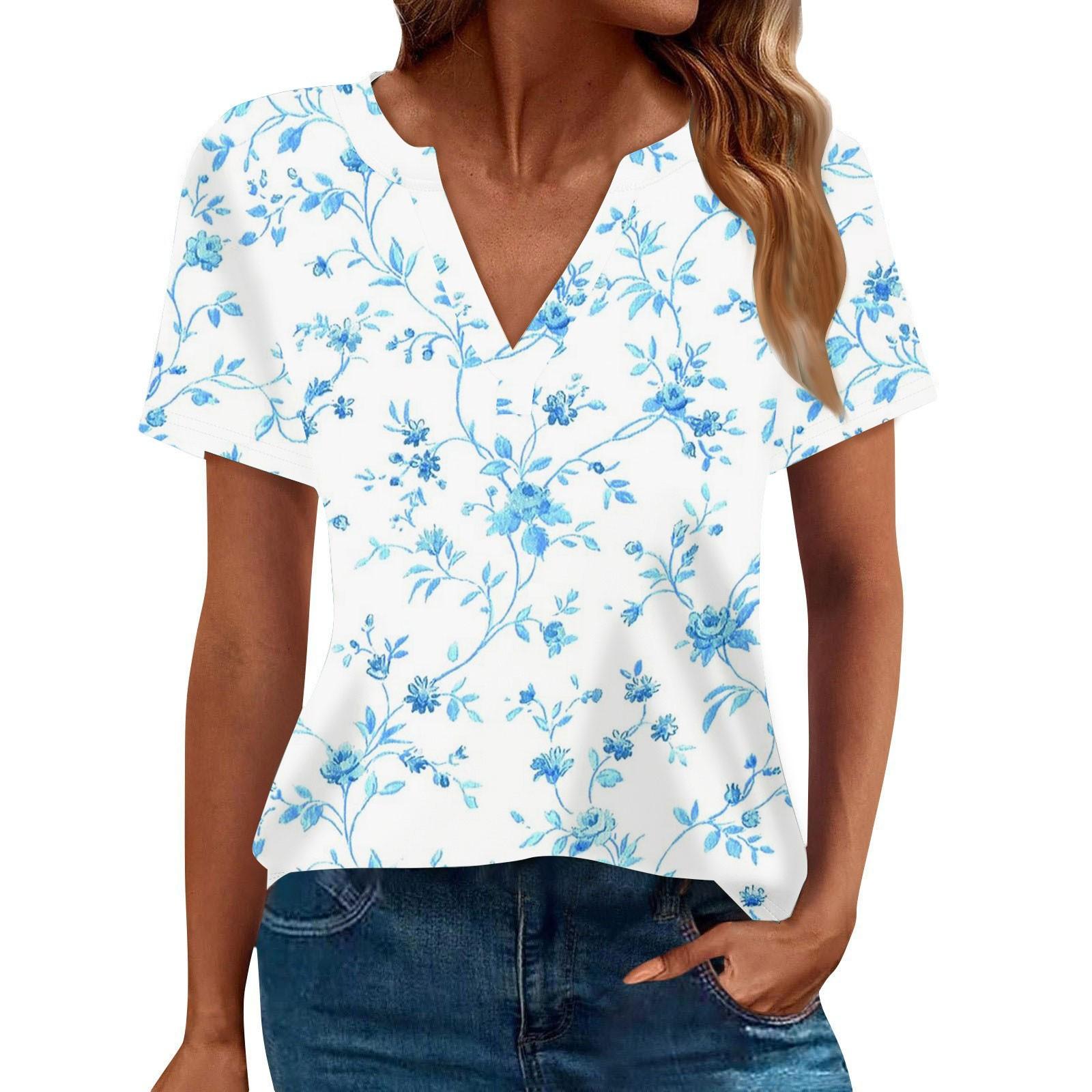 

Women s Summer Fashion Casual Short Sleeve V Neck T-Shirt Tops L