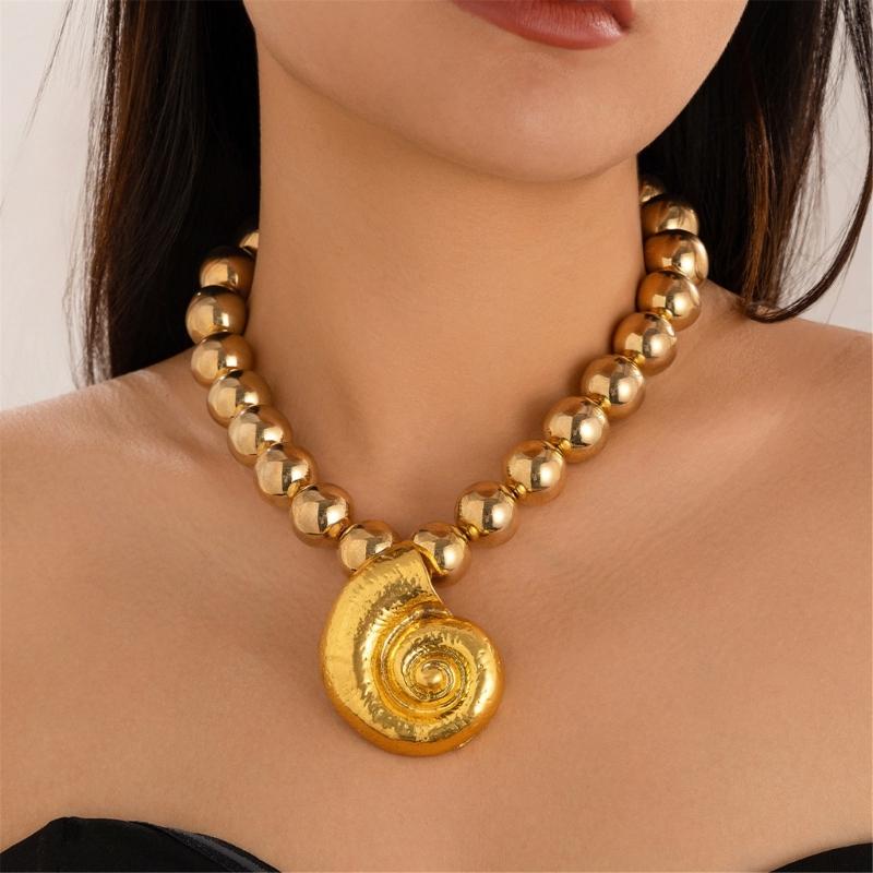 Imitation Pearls Necklace for Women Adjustable Length Clavicle Chain Starfish/Conch Neckchain Jewelry Party Accessory