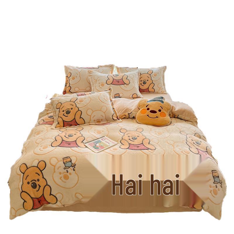 Cozy Winter Flannel Bedding Set: Warm Velvet Duvet Cover, Bed Sheet, and Pillowcases for Dorms