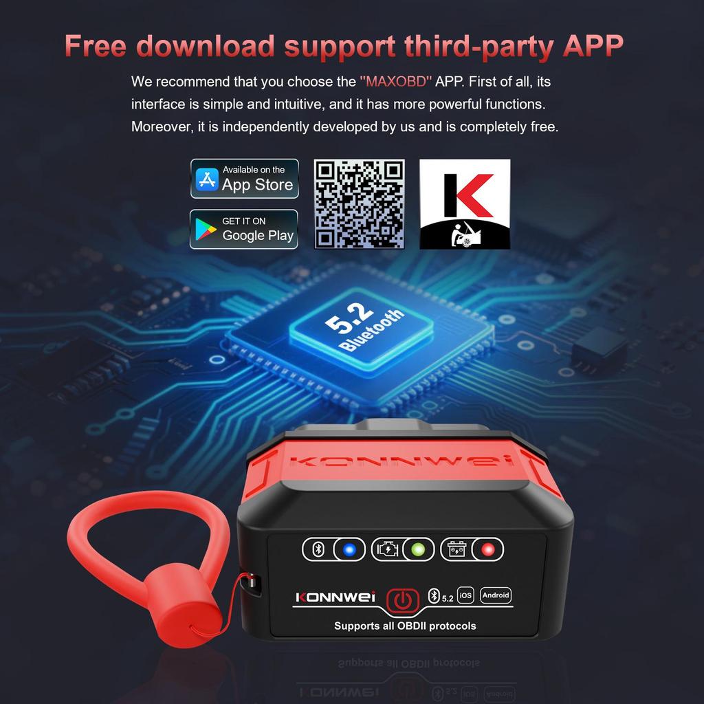 KW906 Bluetooth 4.0/5.0 ELM327 OBD2 Car Diagnostic Scanner