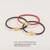 Fu Brand Leather Bracelet with Gold Buckle and Lucky Beads for Men, Women, Couples