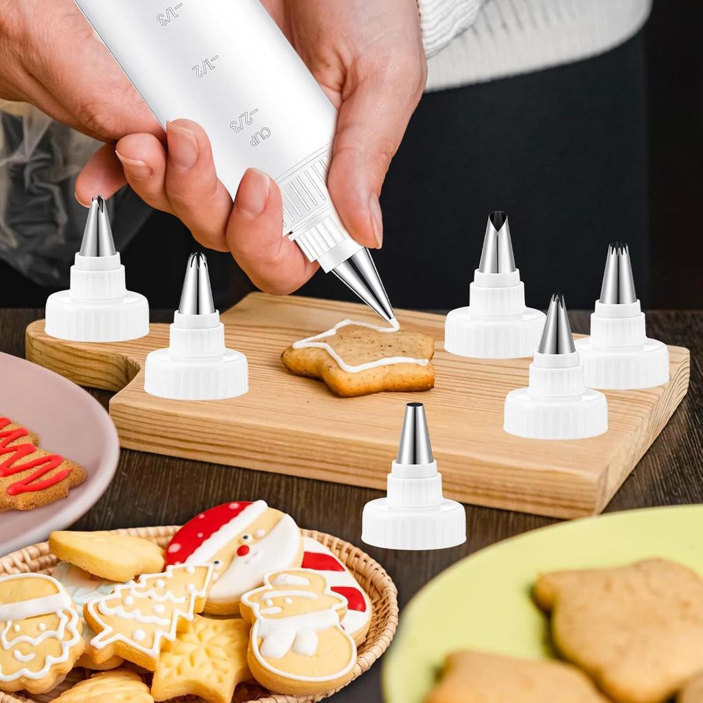 Quetschflaschen mit Spritztüllen-Set Auslaufsicheres Werkzeug Dekorieren Quetschflasche Kuchen Dekorierwerkzeuge Für Kekse Pfannkuchen