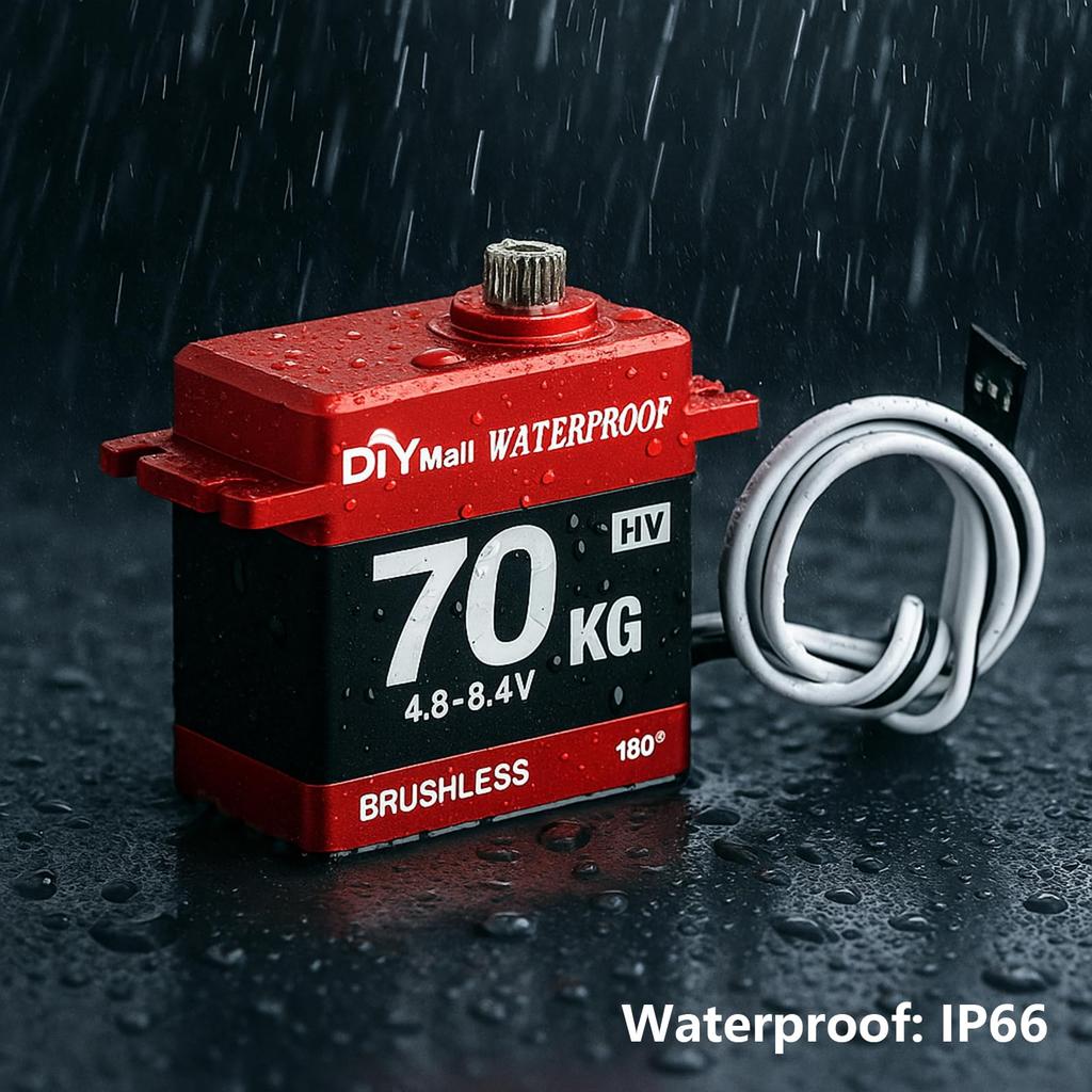 DIYmall 70kg Digital Servo Waterproof High Torque Brushless Motor Steel Gear Servo with 25T Metal Horn for RC 1/8 1/10 Car/Robot/Boat/Plane(270