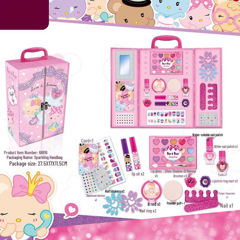 Jieyani Princess Makeup Set for Kids - Pretend Play Kit with Lipstick and Nail Polish
