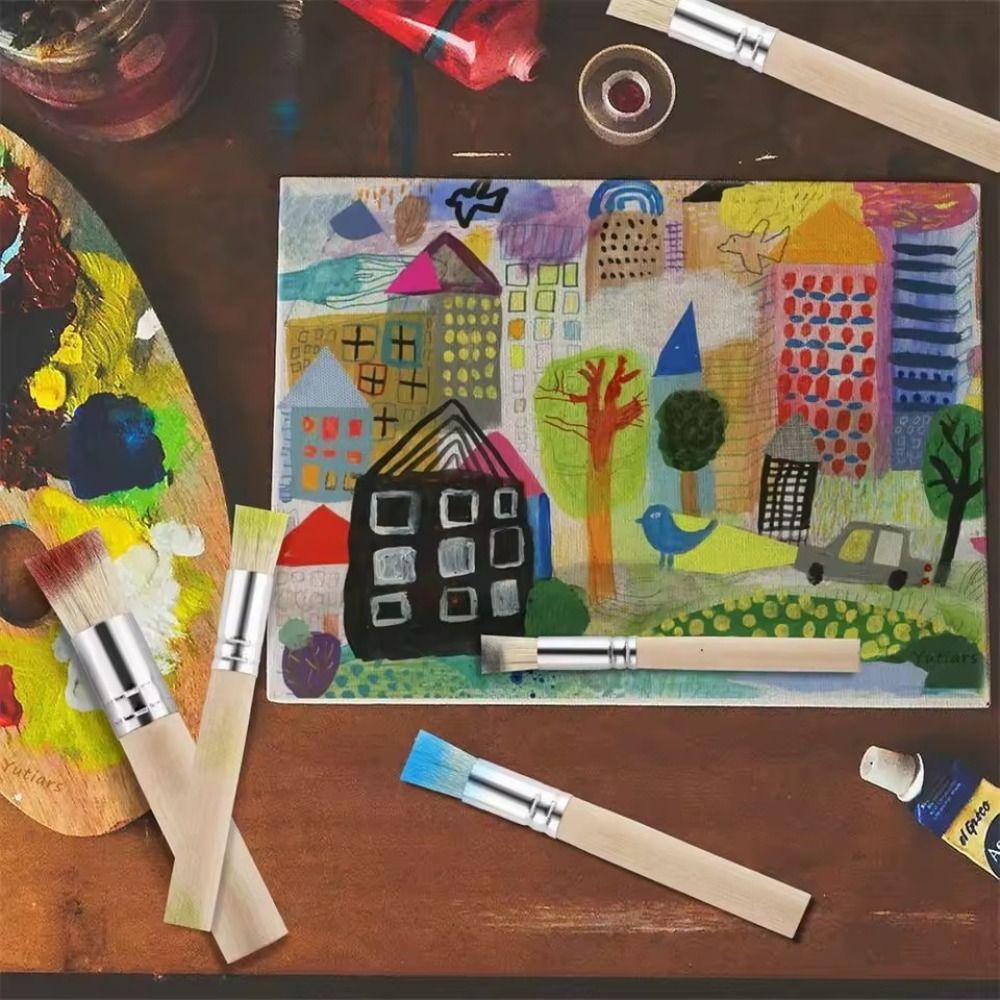 Professional Watercolor Oil and Acrylic Painting Pen Wooden Bristle Pen  Child Toy