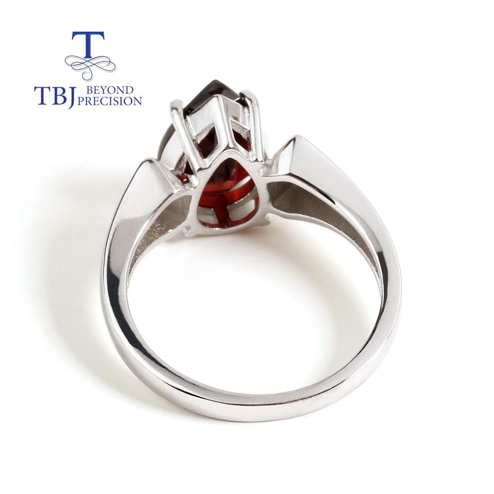 Bolaijewelry 100% Natural Red Garnet Jewelry Set Gemstone Pear 8*12mm Rings Earrings 925 Sterling Silver Fine Jewelry