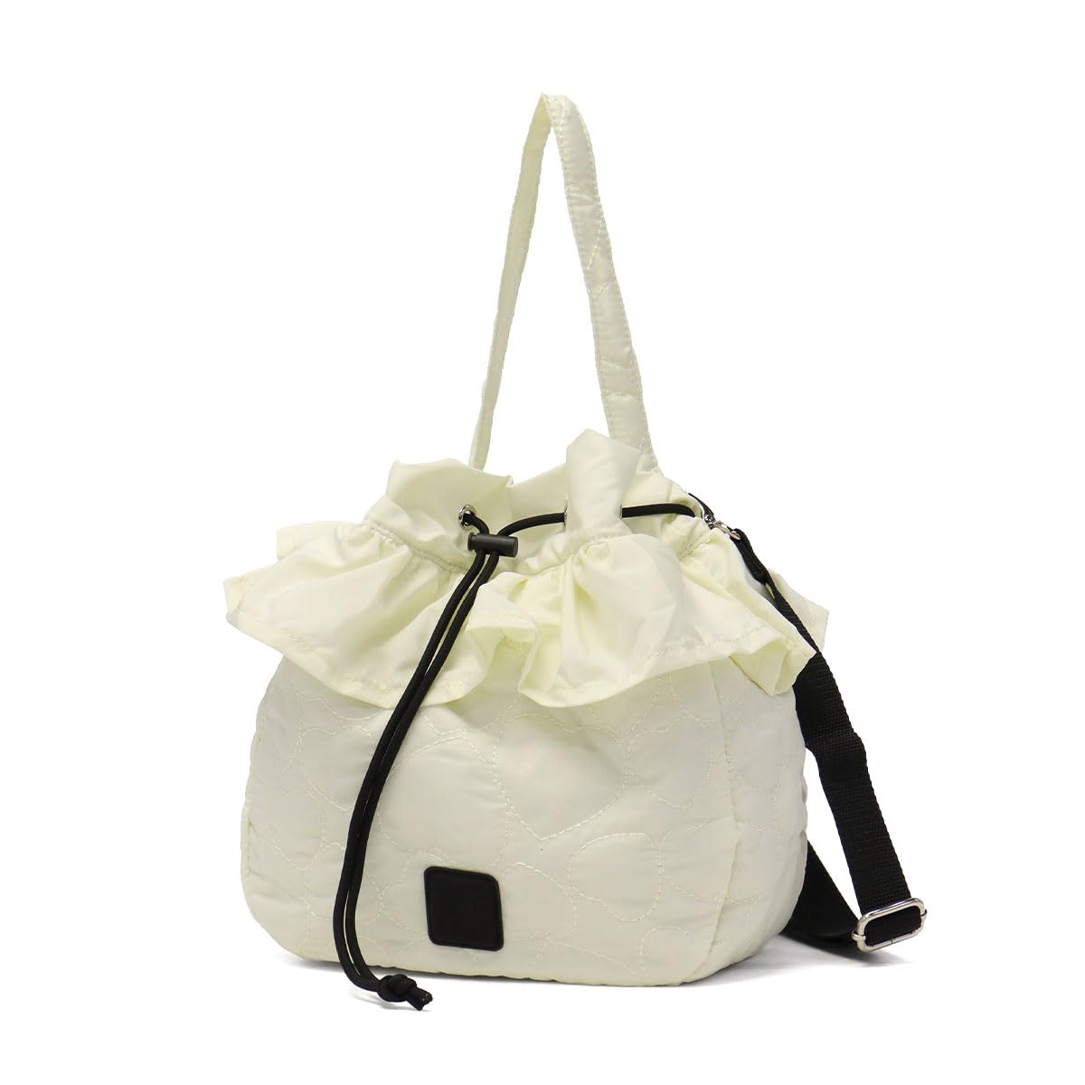 

Heart Quilted Drawstring Bag 103254053002 Off White One Size